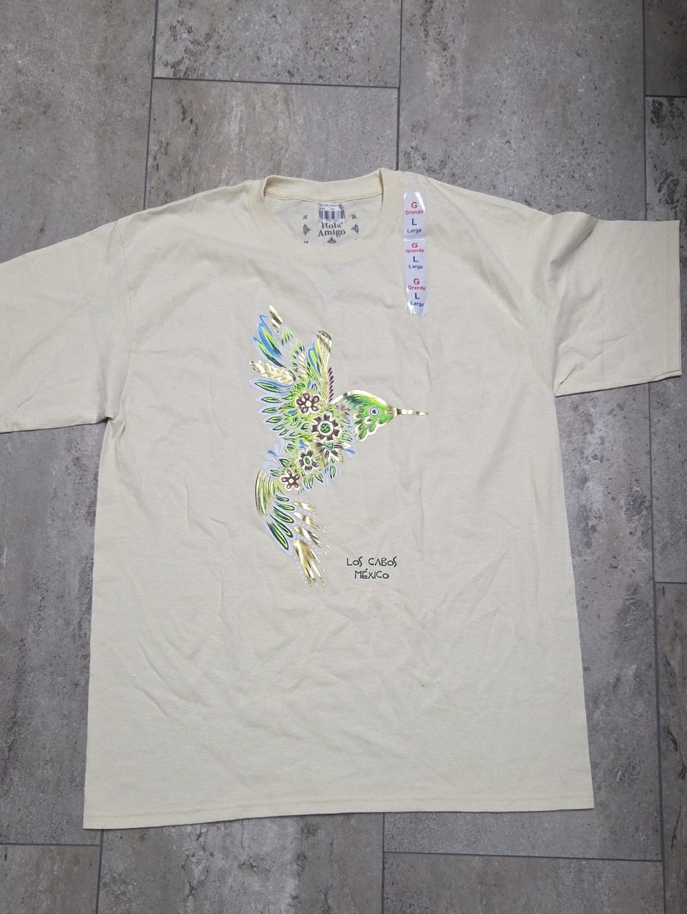 Los Cabos Mexico Cream Hummingbird Short Sleeve Tee